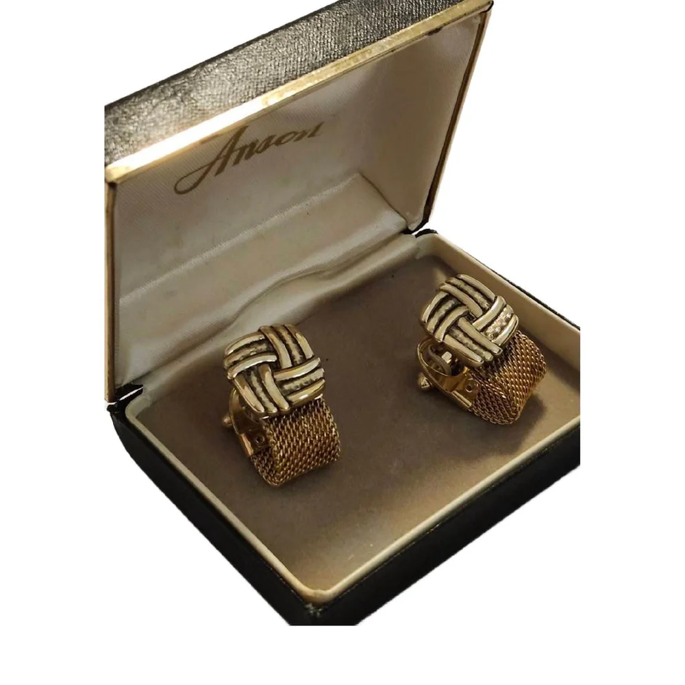 Vintage Anson Gold Mesh Cufflink Set - NOS